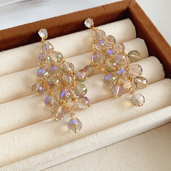 Rhombus Shape Grape Ball Earrings
