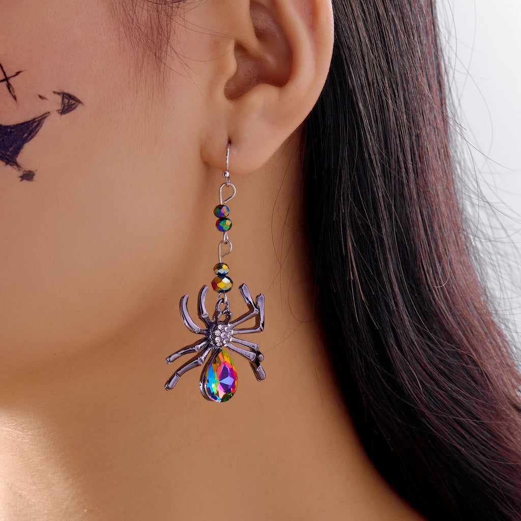 Midnight Bat Black Crystal Drop Earrings