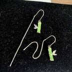 Green Bamboo Long Threader Earrings | S1941