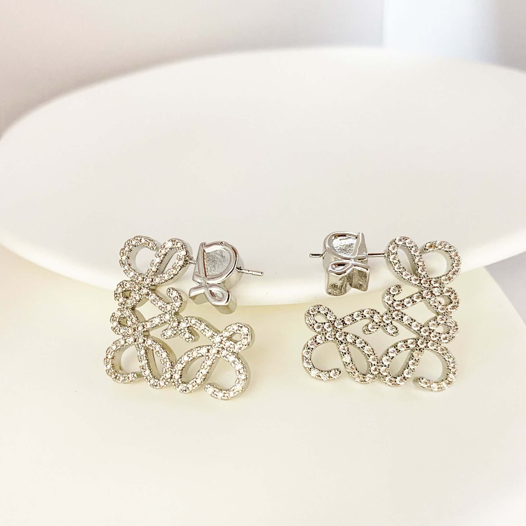 French Square Hollow Letter Large Earrings