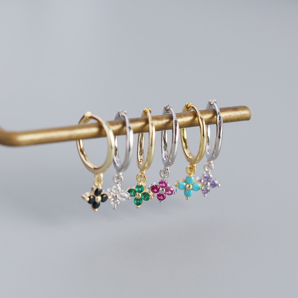 Small Flower Everyday Clip On Hoop Earrings 