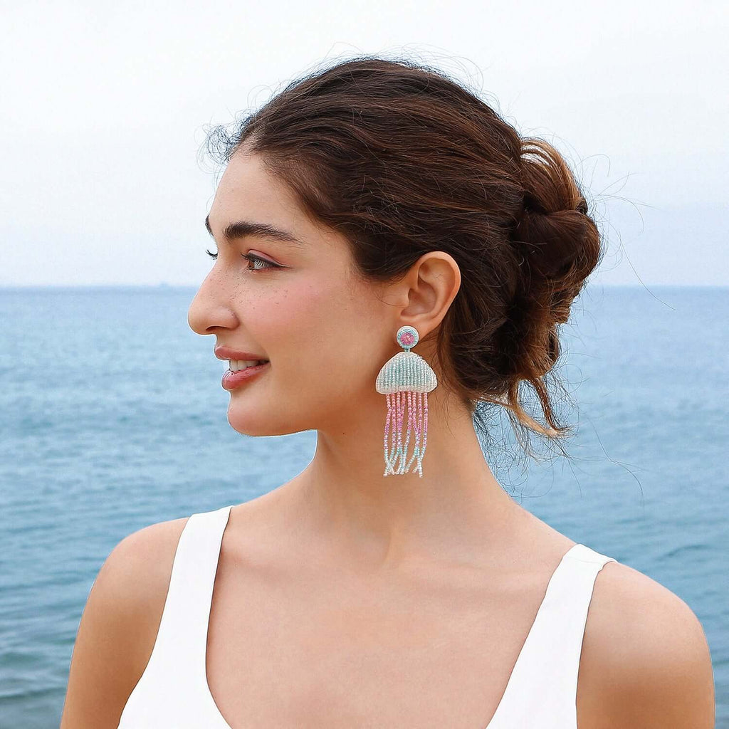 Jellyfish Tassel Bead Earrings | E9249