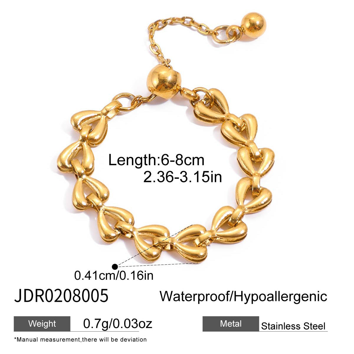 Unique Solid Heart Chain Ring