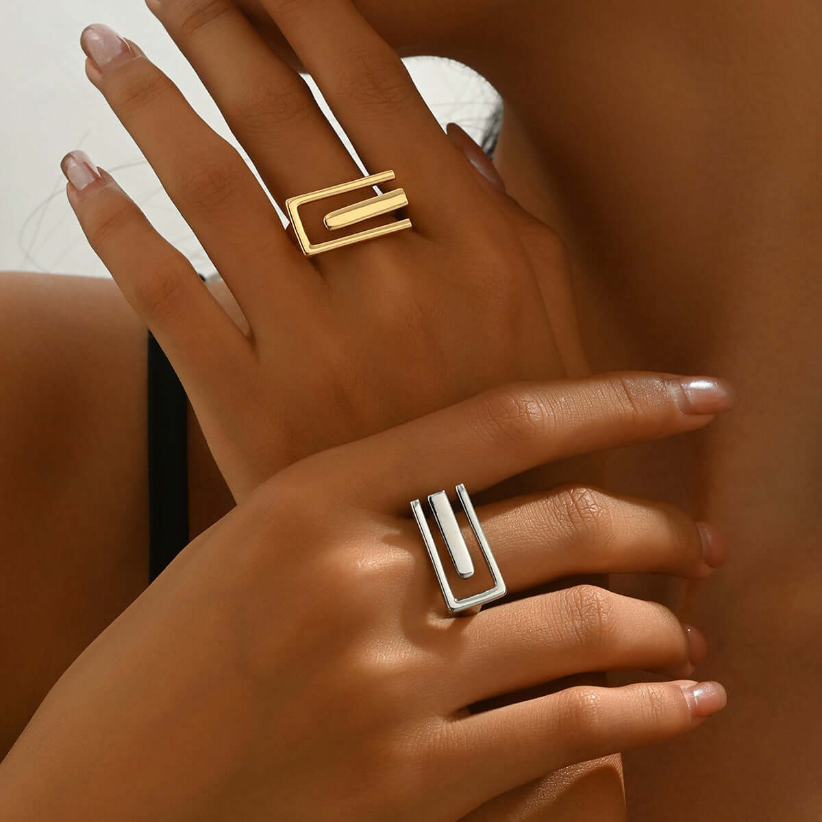 Korean Style E Shaped Open Maze Ring