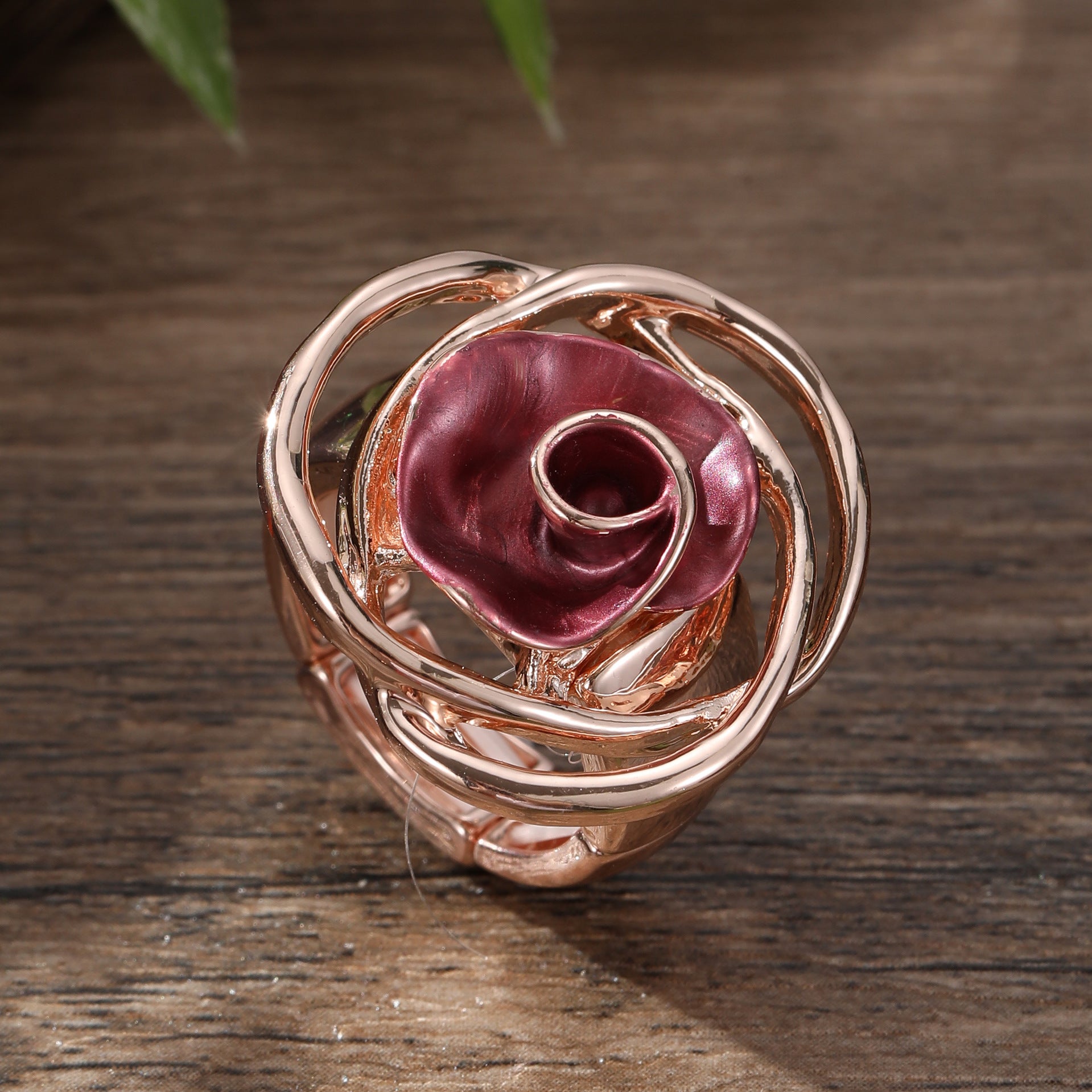 Hand-Painted Chunky Rose Ring