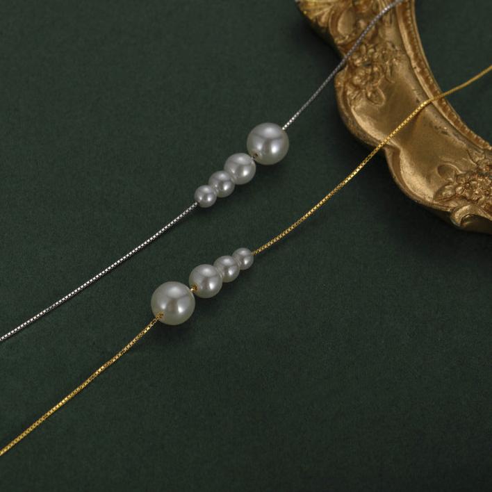 Dainty Irregular Pearl Bead Chain Necklace