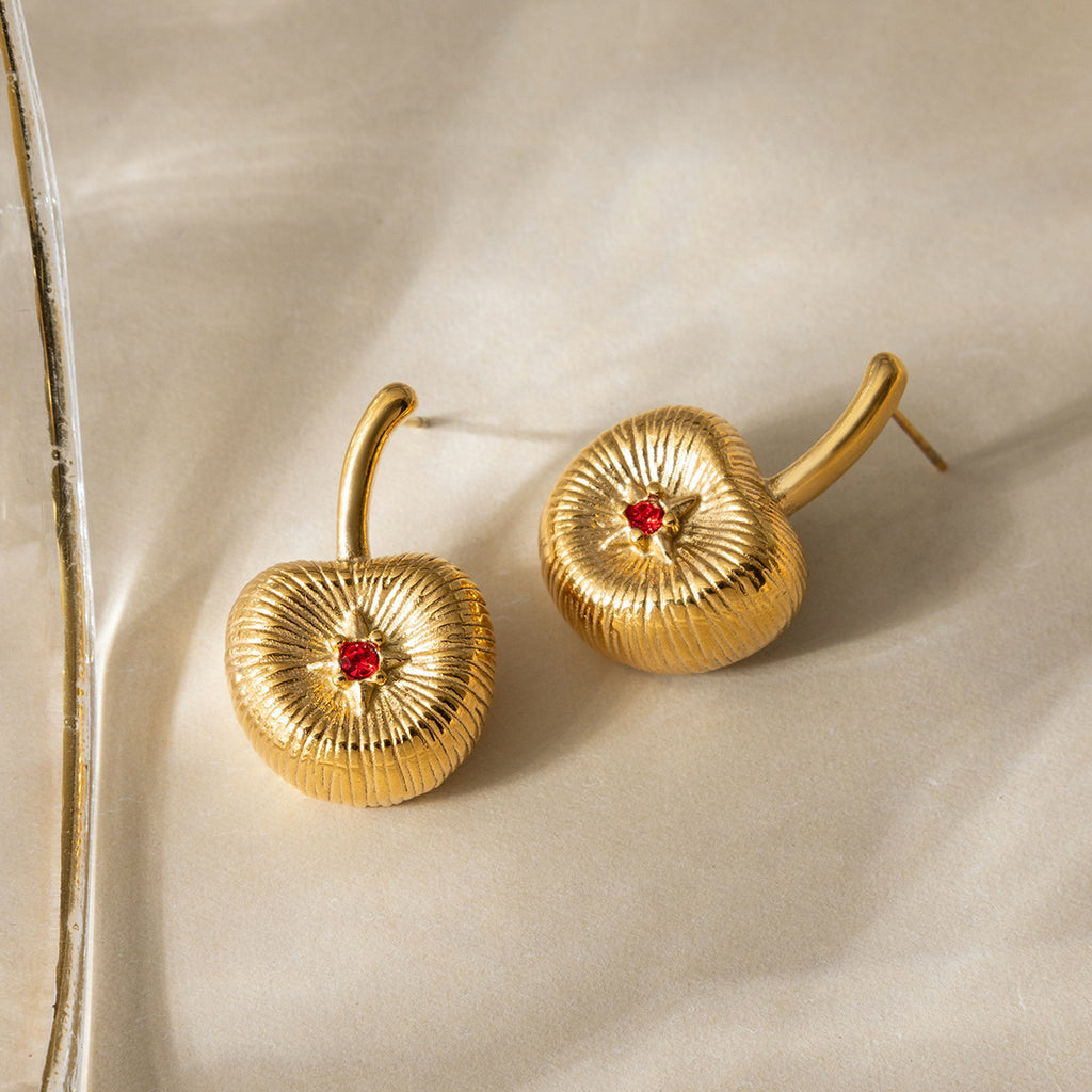 Vintage Brushed Cherry Earrings