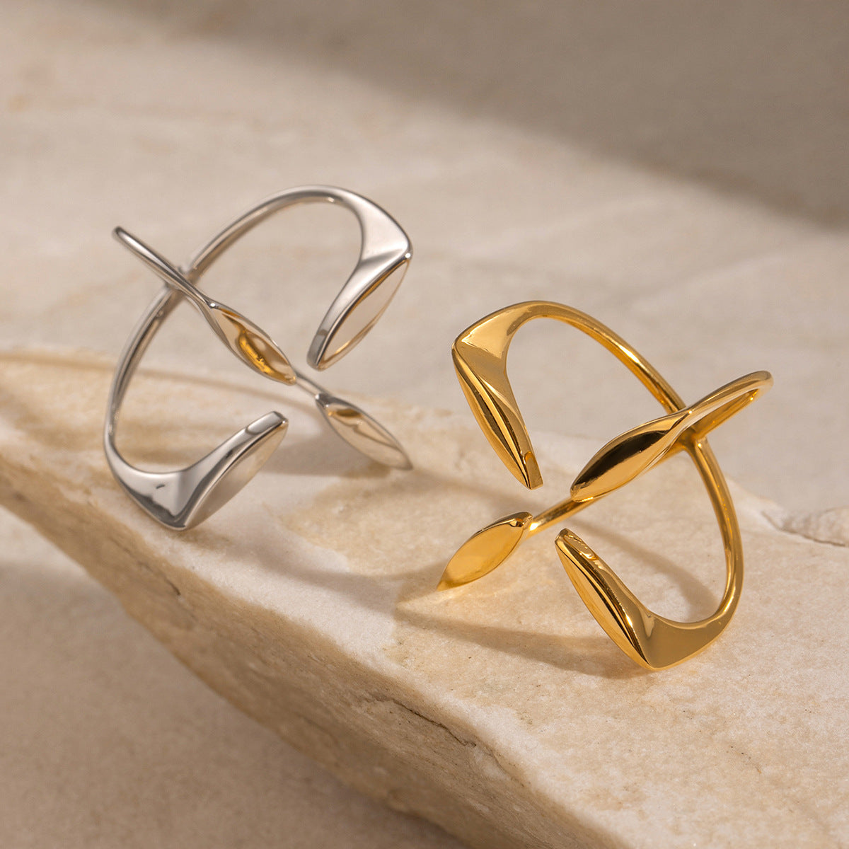 Unique Cross Open Cube Ring