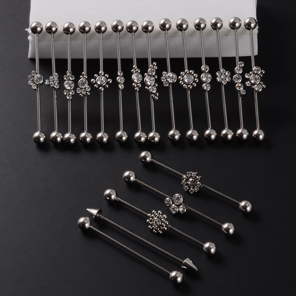 16G Gold & Silver Geometry Double Industrial Barbell Bar | DL2311