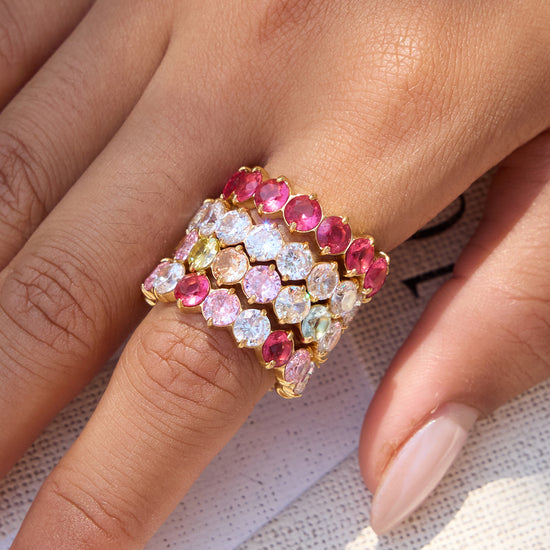 Colorful Dainty Zircon Index Ring
