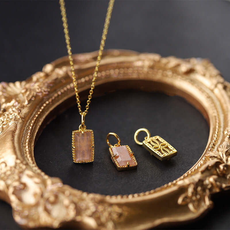 Vintage Orange Moonstone Pendant Necklace