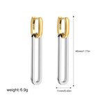 Rectangular Duo Tones Double Rings Earrings