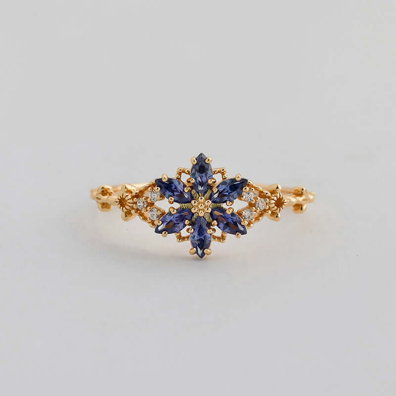Romantic Flower Tanzanite Ring Gold