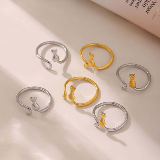 Y2K Two Tone Cat Split Index Ring