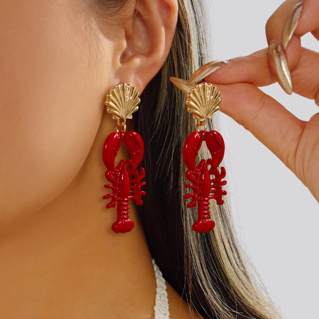 Coastal Summer Lobster Oversize Earrings