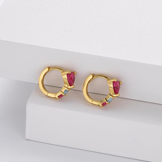 Dazzling Heart Small Hoop Earrings