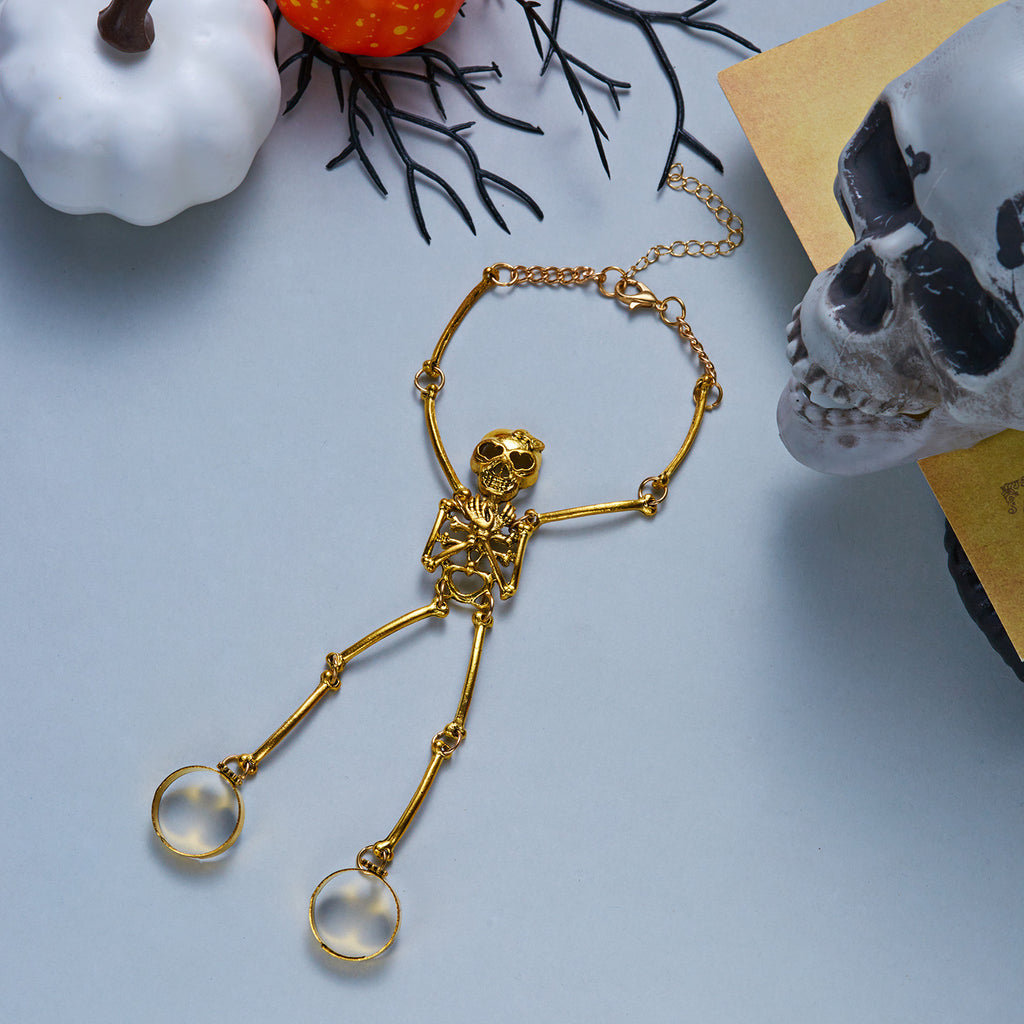 Golden Bones Skeleton Hand Chain Bracelet