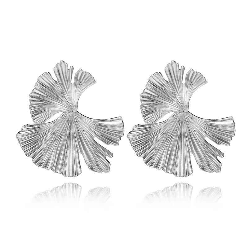 Ginkgo Leaf Vine Earrings Silver