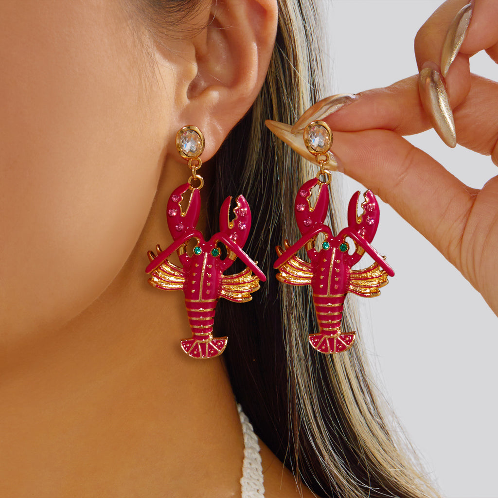 Coastal Summer Lobster Oversize Earrings