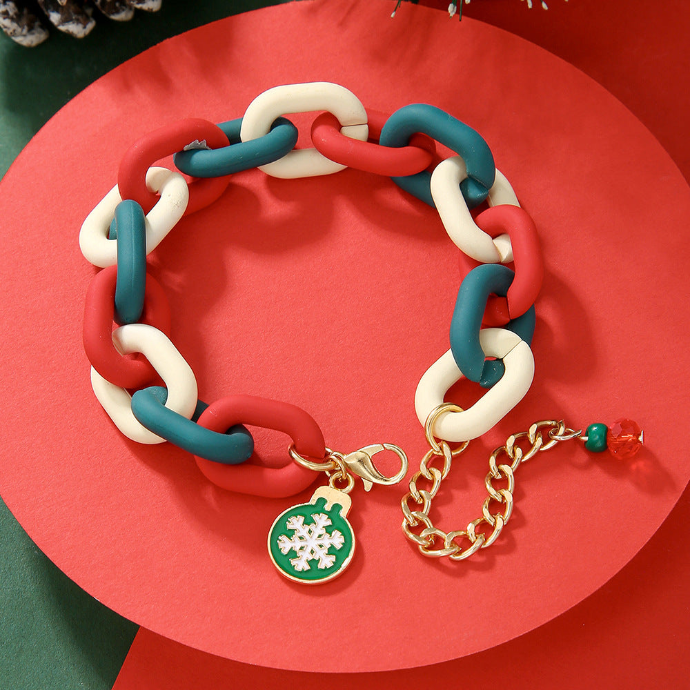 Santa Claus Acrylic Link Holiday Christmas Bracelet