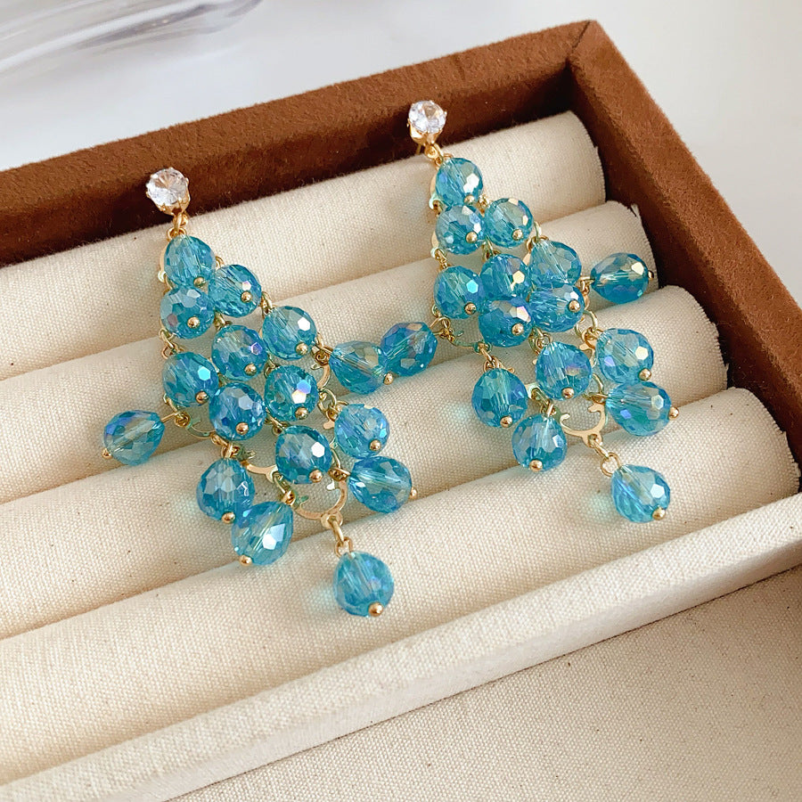 Rhombus Shape Grape Ball Earrings