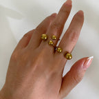18K Gold Unique Bypass Ball Boom Rings