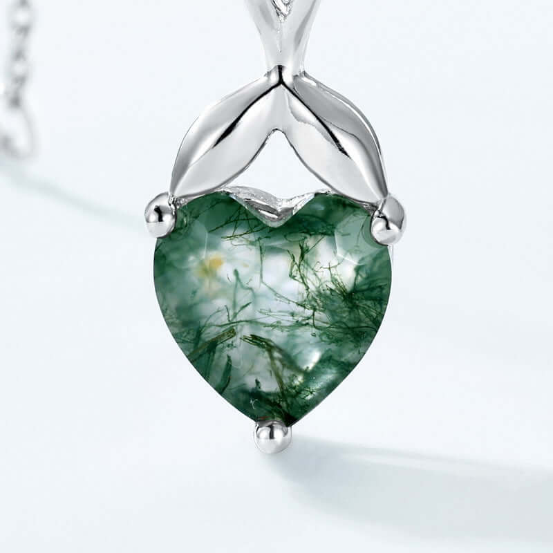 Moss Agate Heart Pendant