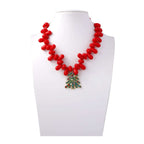 Handcraft Woven Knit Red Wine Xmas Necklace