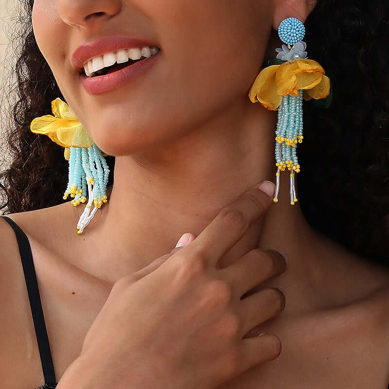 Bohemian Glass Bead Chandelier Earring