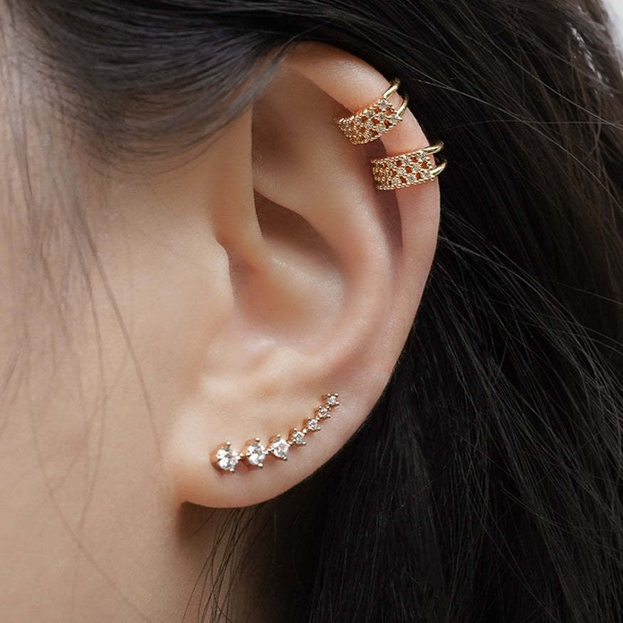 18K Gold Dainty Star No Piercing Conch Helix Ear Cuff Ear Clip 