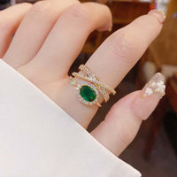 Emerald Green CZ Layer Cross Stacking Ring Set | K4205