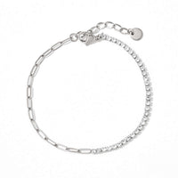 Half Eternity Paperclip Tennis Bracelet Silver