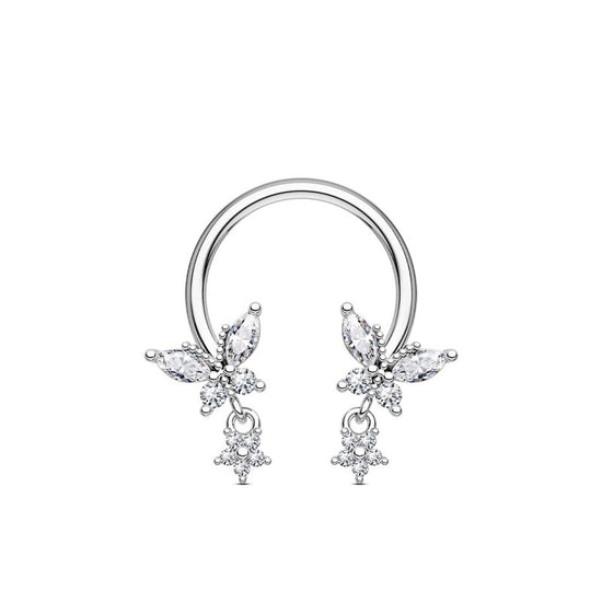 Butterfly Dangle Horseshoe Circular Barbell