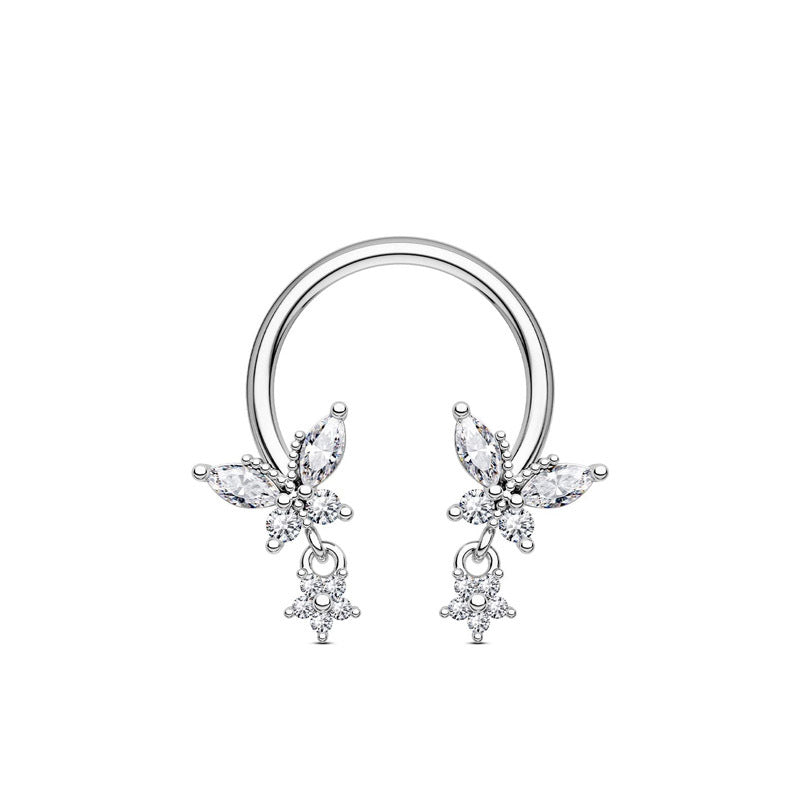 Butterfly Dangle Horseshoe Circular Barbell