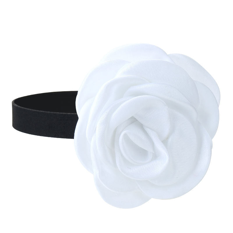 Rose Phantom Flower Suede Choker Costume Necklace | X411