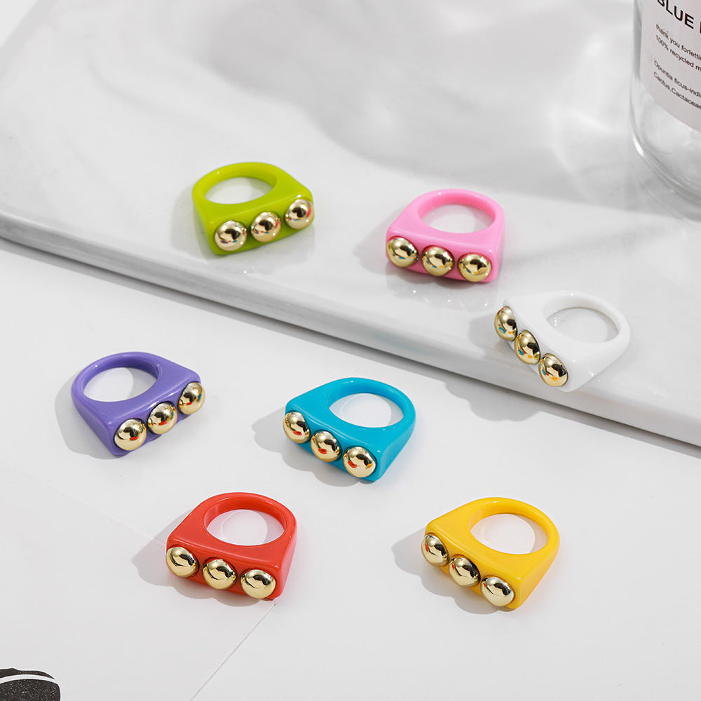 Y2K Spice Girl Dopamine Color Resin Ring