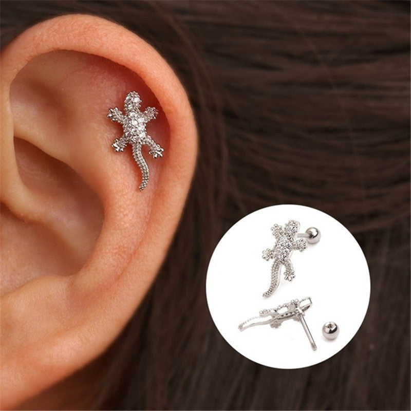 20G Lizard Tragus Stud Piercings SILVER