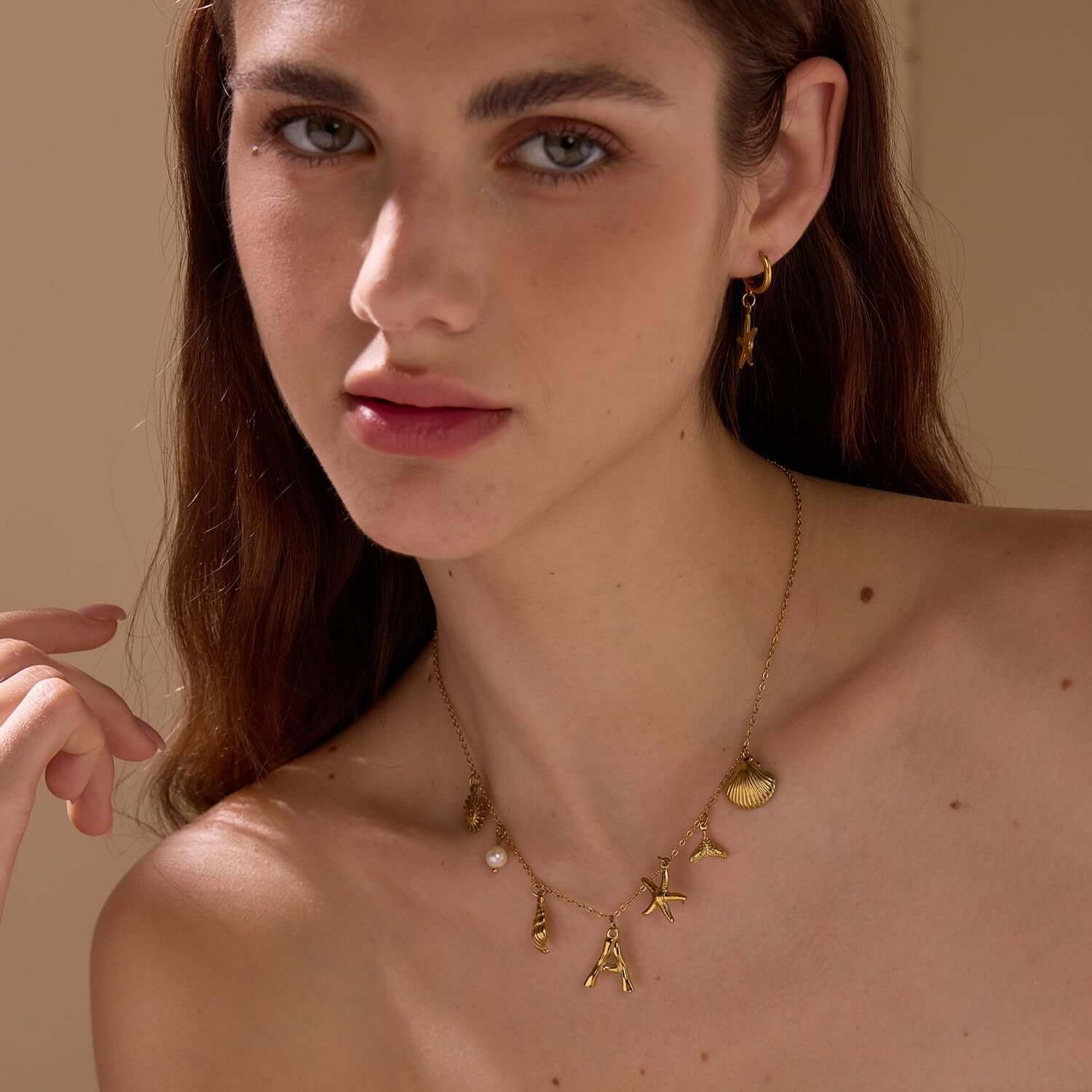 Summer Alphabet Starfish Charm Necklace