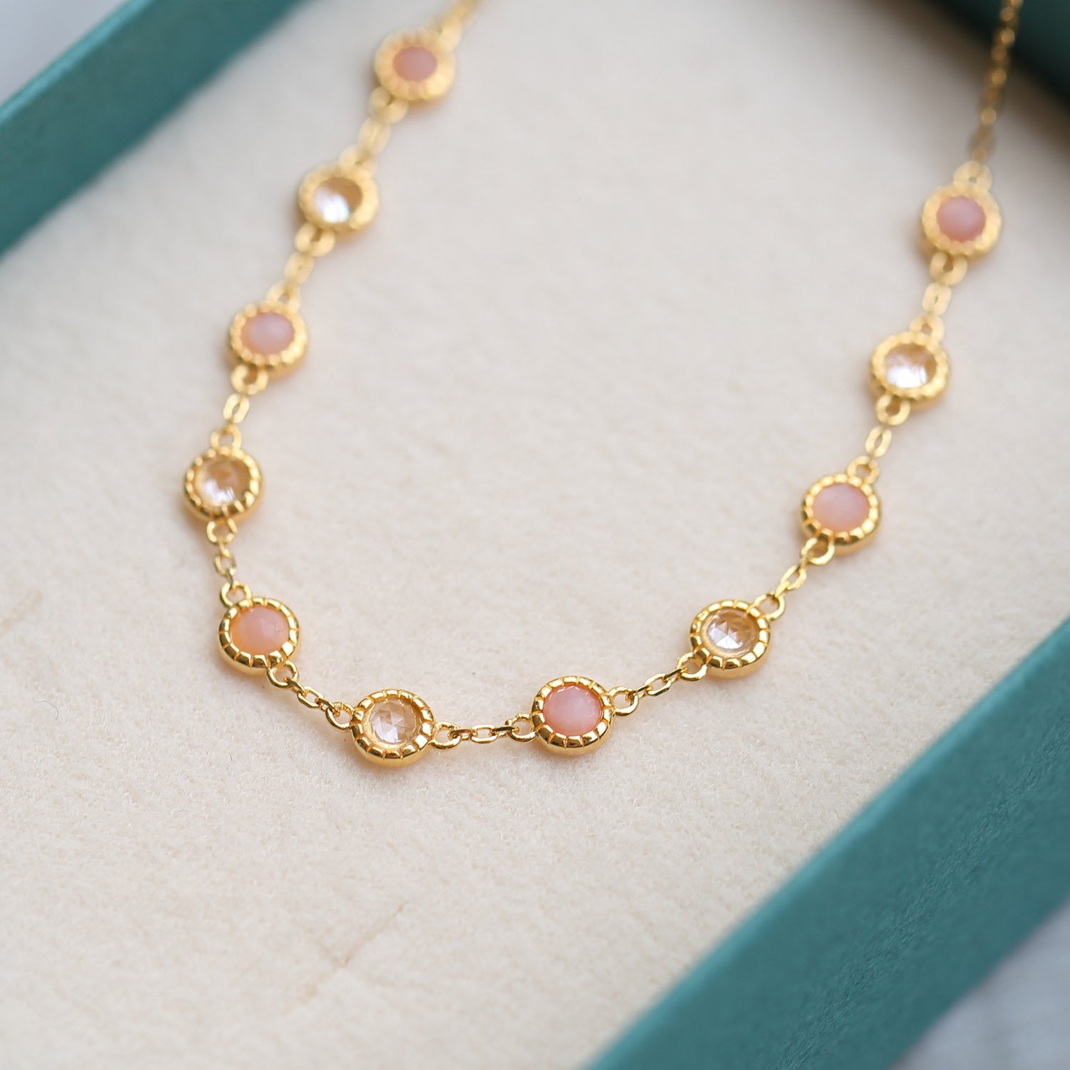 Opal Ruby & Sapphire Link Chain Bracelet