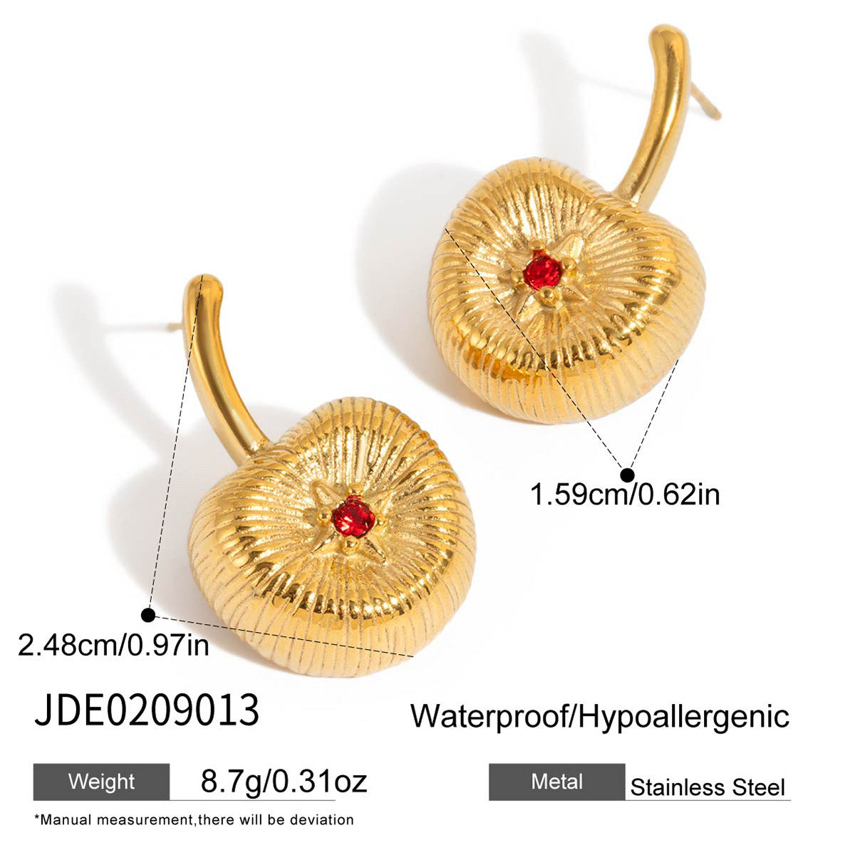 Vintage Brushed Cherry Earrings