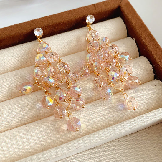 Rhombus Shape Grape Ball Earrings