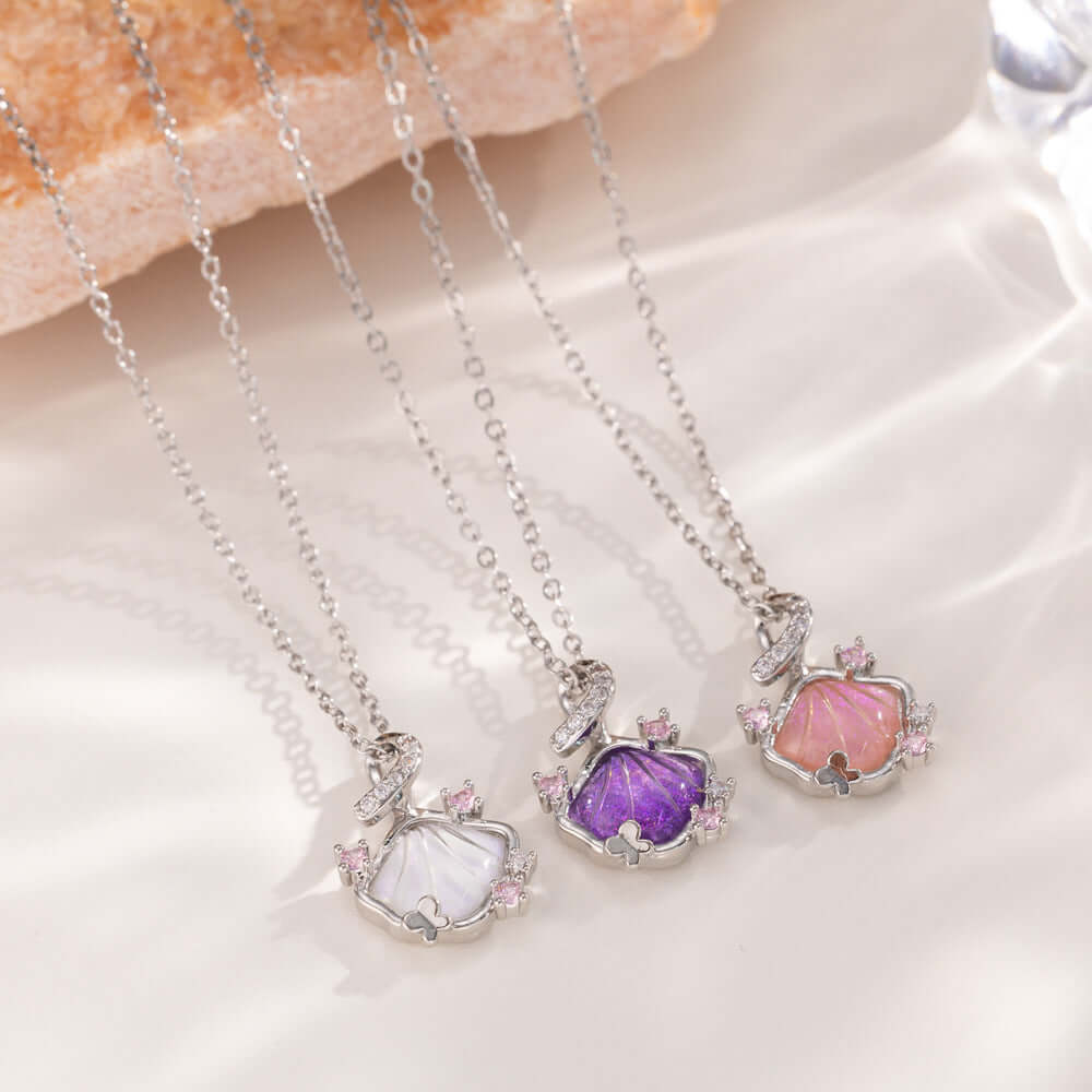 Gradient Purple Seashell Pendant Necklace