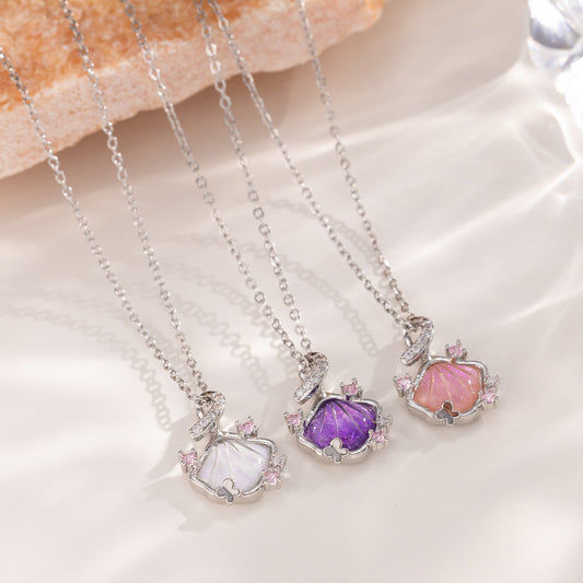 Gradient Purple Seashell Pendant Necklace