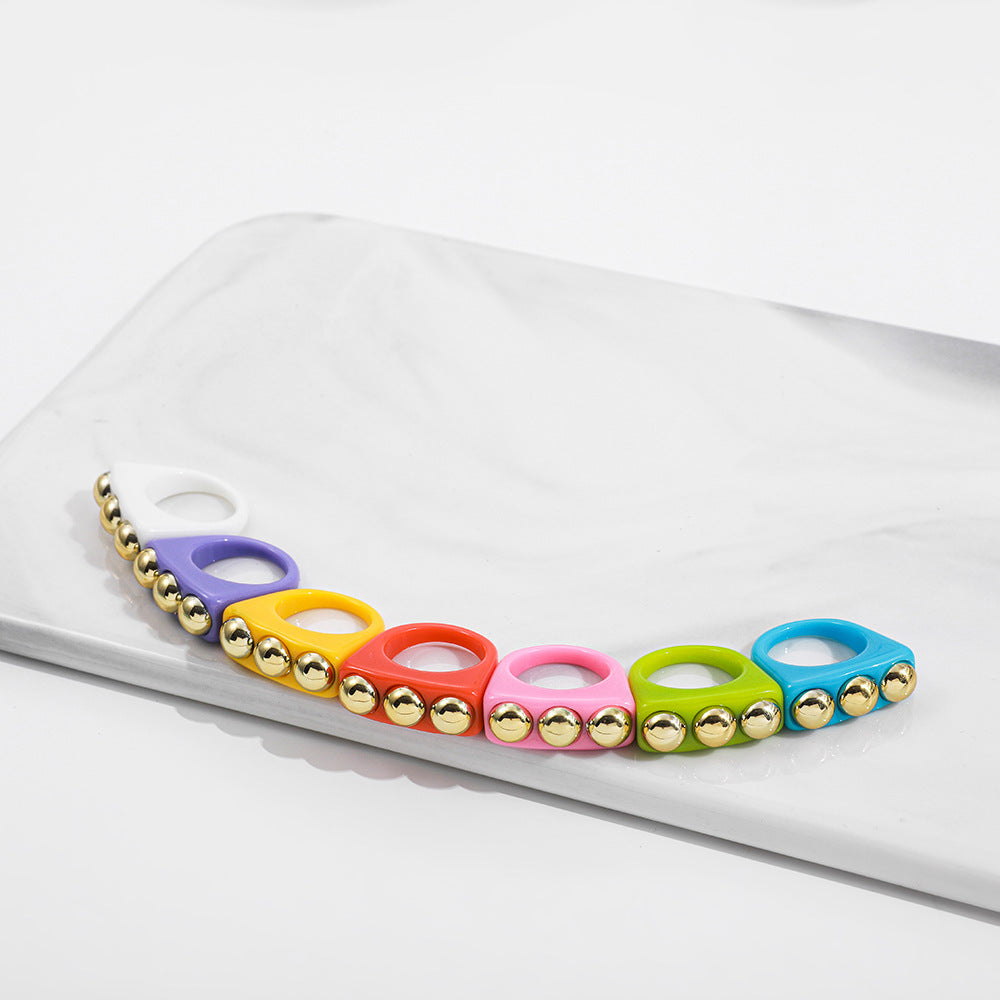 Y2K Spice Girl Dopamine Color Resin Ring