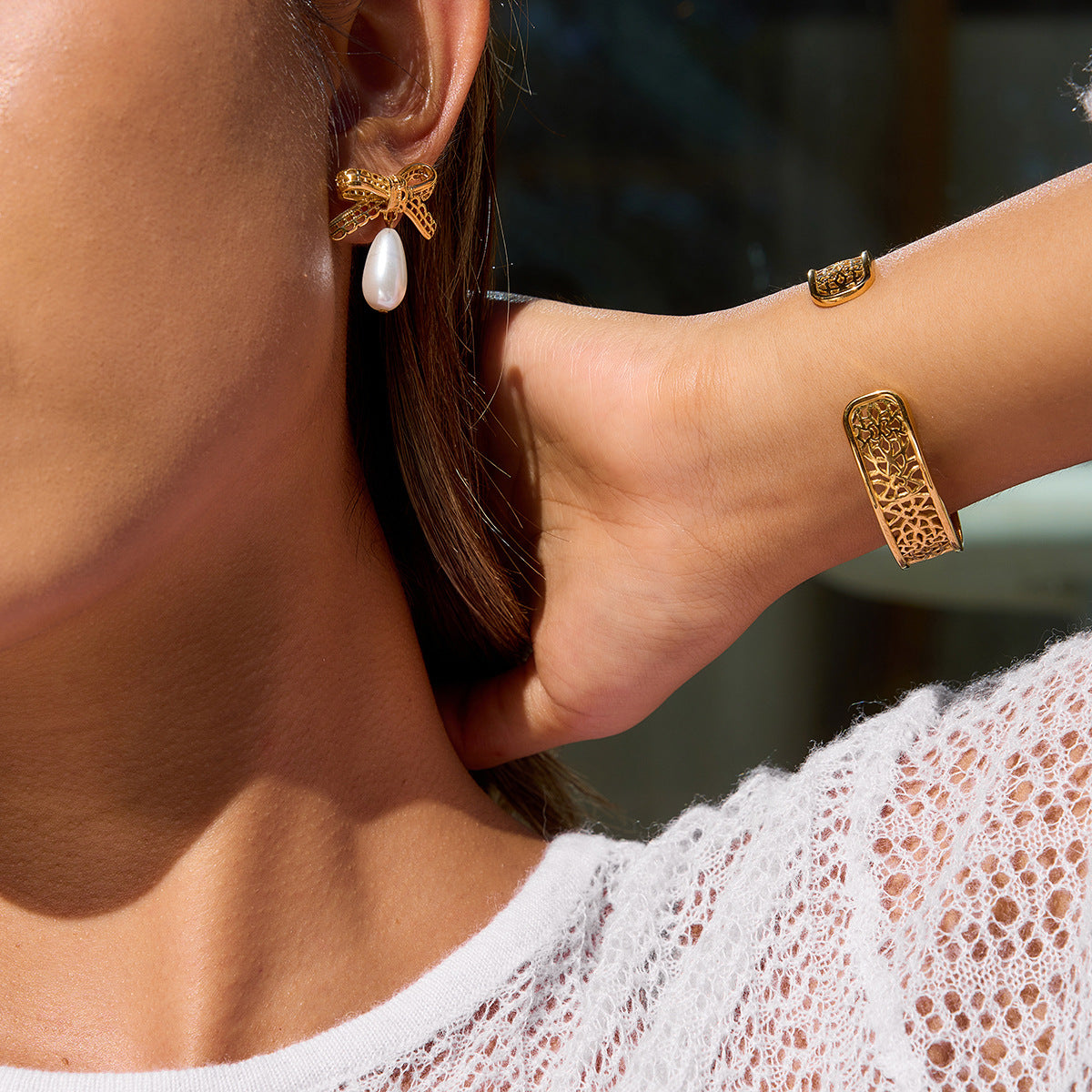 Feminine Bow Drop Earrings