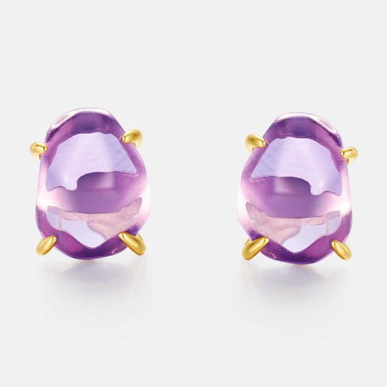 Raw Amethyst Citrine Four Claw Stud
