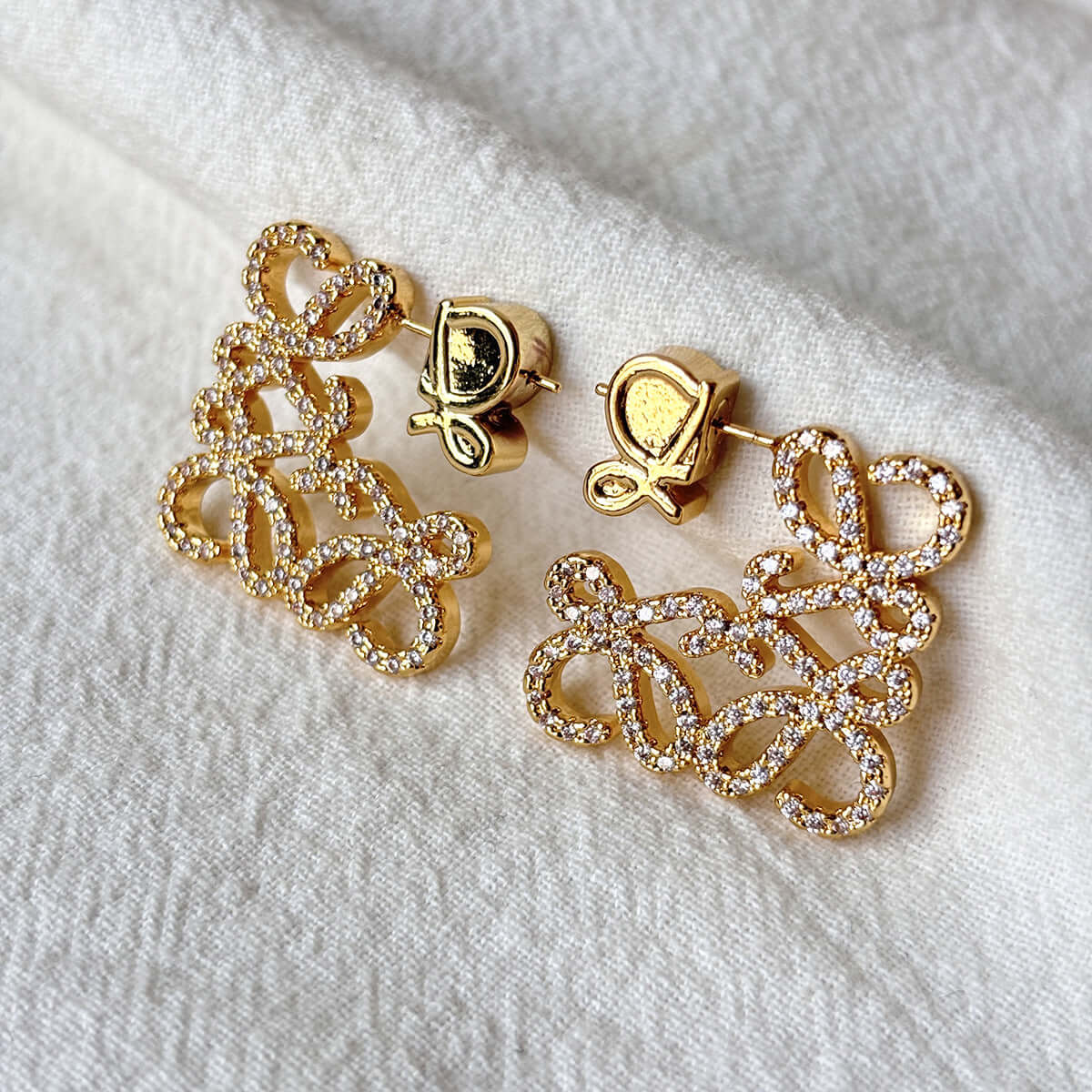 French Square Hollow Letter Large Earrings