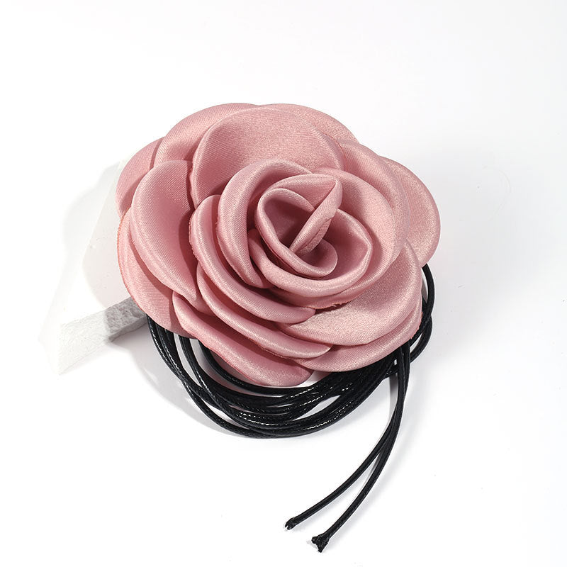 Rose Phantom Flower Suede Choker Costume Necklace | X411
