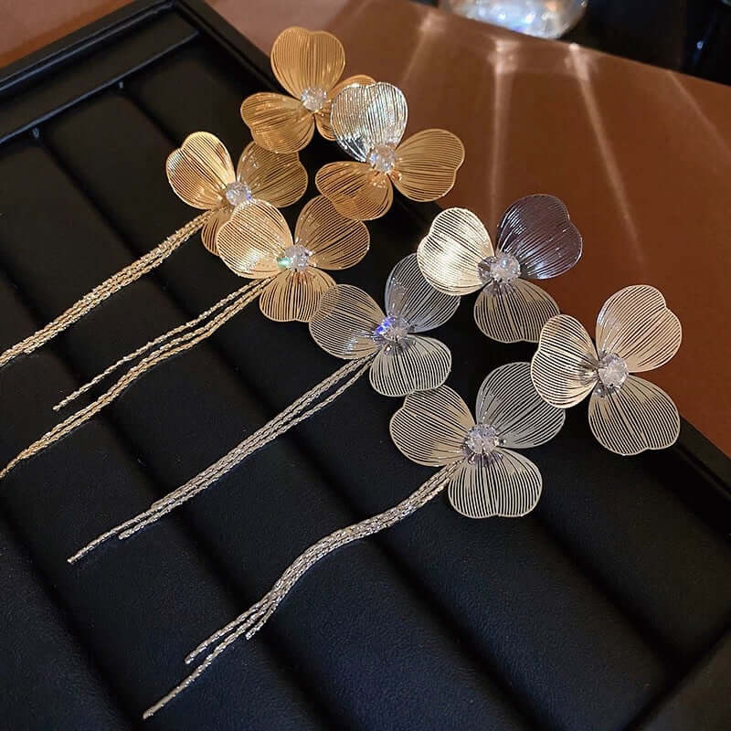 Baroque Large Flower Tassel Exaggerate Earrings