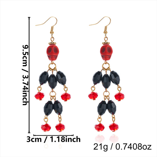 Pumpkin Spell Skull Beaded Drop Earrings